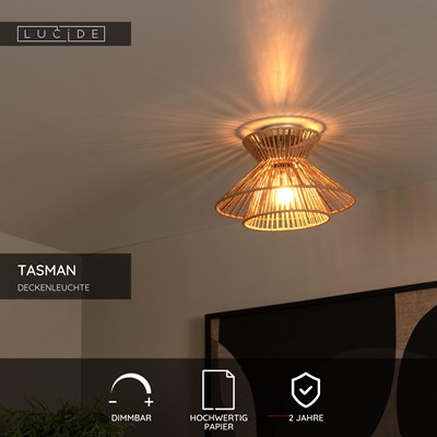 Lucide TASMAN - Deckenleuchte - Ø 32 cm - 1xE27 - Natürlich